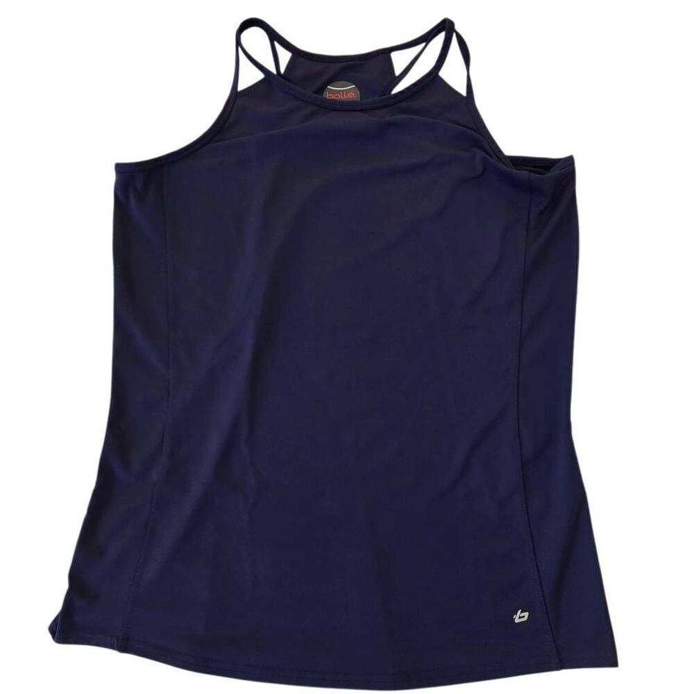 Bolle Womens Strappy Racerback Stretch Athletic Tank Top Navy Blue Size XL